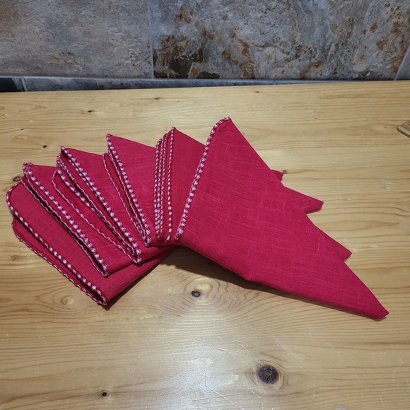 Rel Linen Cloth Table Napkins Reversible Set of 6 - Picture 5 of 9